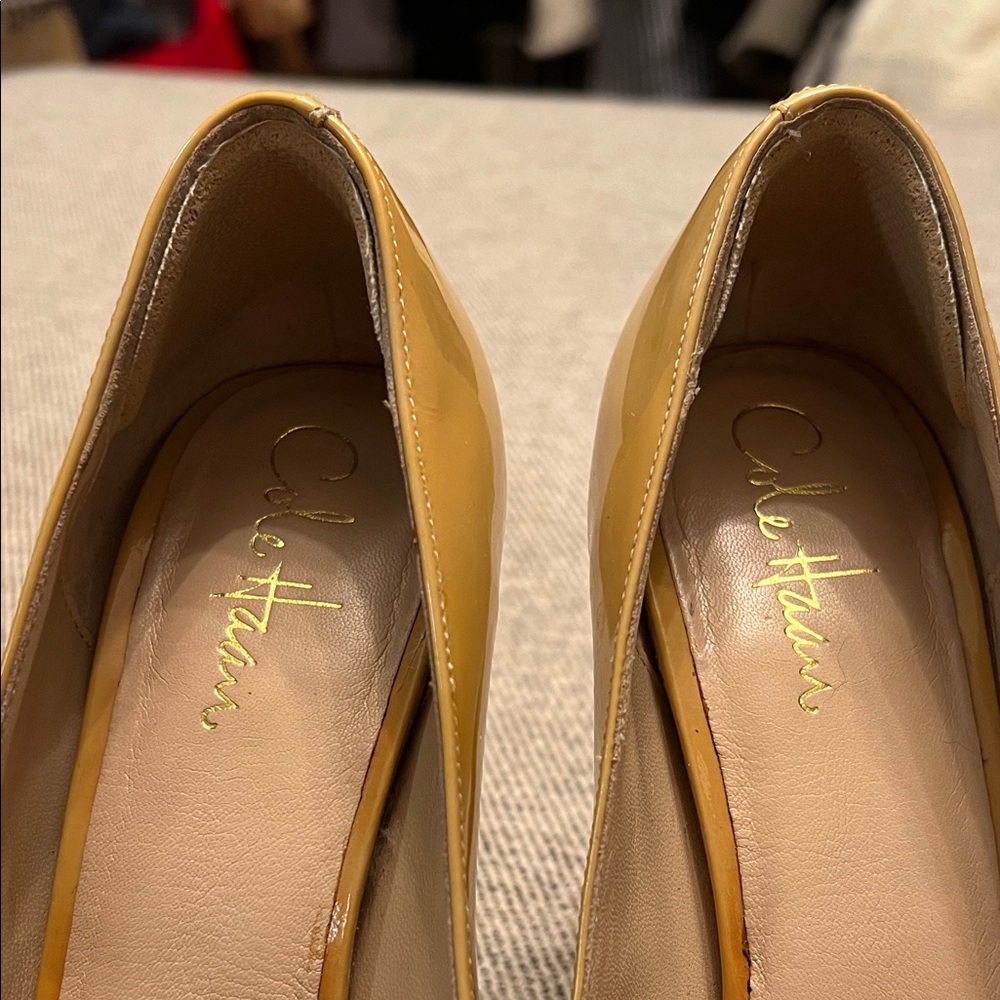 Cole Hann x Nike Air Yellow Patent Peep-Toe Platform Heels - Picture 11 of 16